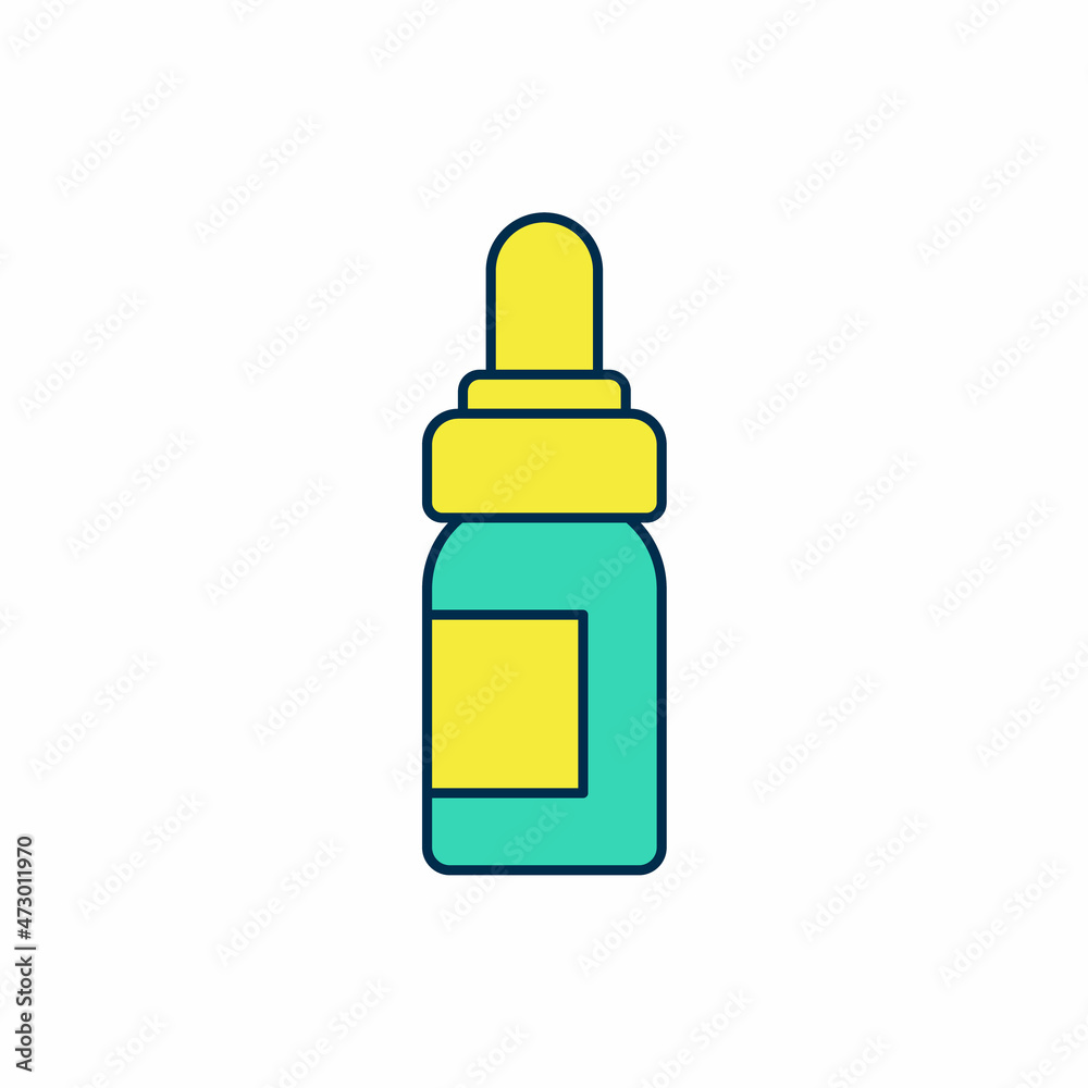 Filled outline Essential oil bottle icon isolated on white background. Organic aromatherapy essence. Skin care serum glass drop package. Vector Filled outline Essential oil bottle icon isolated on white background. Organic aromatherapy essence. Skin care serum glass drop package. Vector