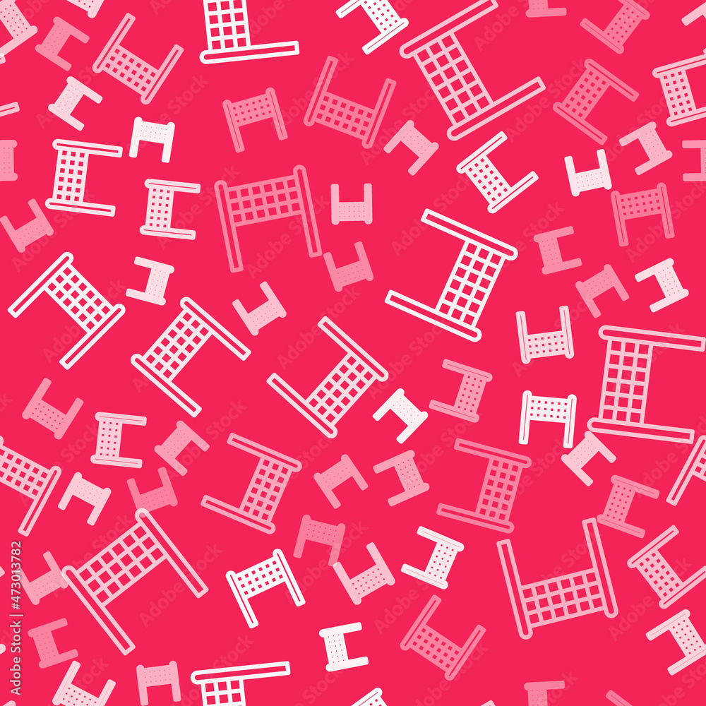 White line Volleyball net icon isolated seamless pattern on red background. Vector White line Volleyball net icon isolated seamless pattern on red background. Vector