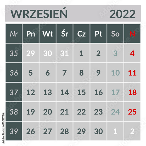 Kalendarium na rok 2022. Pliki gotowe do druku w CMYK. Możliwość edycji (zmiana kolorów, wstawianie fontów). Do wykorzystania np. na kalendarzu biurkowym typu "namiot".