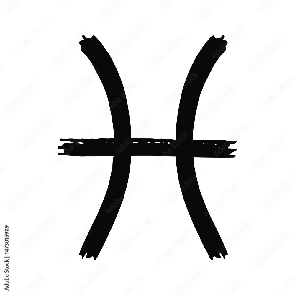 Vector grunge Pisces zodiac sign. Astrology horoscope symbol on white background. Vector grunge Pisces zodiac sign. Astrology horoscope symbol on white background.