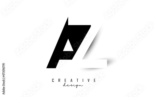 Letters AZ Logo with black and white negative space design. Letters A and Z with geometric typography.