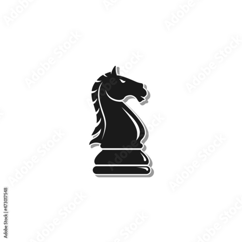 Horses Knight Chess Black Illustration Logo Design