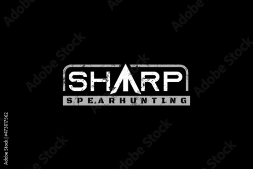 Sharp Typography with Arrowhead, Bow Arrow Spear Hunting Logo Design