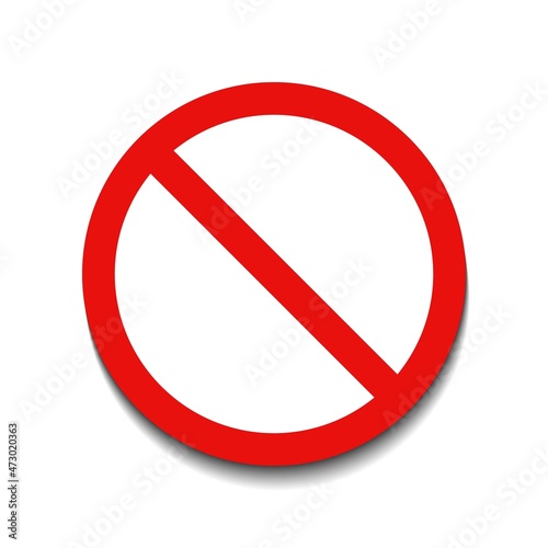 Forbidden round Sign Empty Red Crossed Out Circle, Not Allowed Sign,Blank Prohibiting Symbol,Red Warning icon,Vector Illustration, Isolated On White