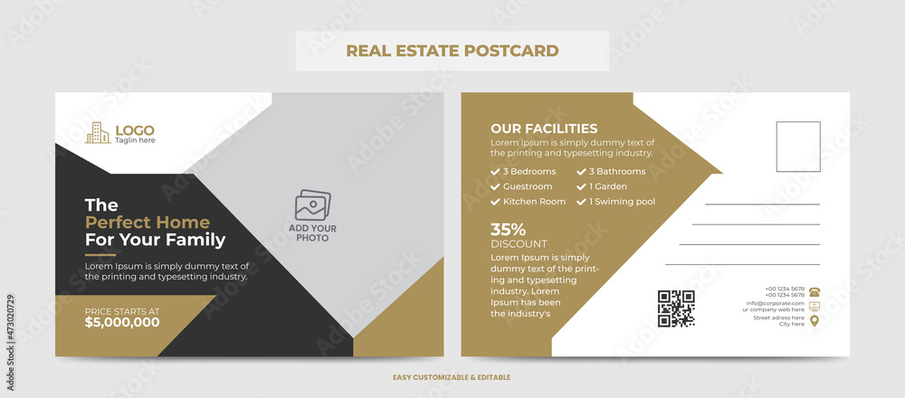 Real Estate Agent Business Postcard Template. Creative Real estate Postcard Template Real Estate Agent Business Postcard Template. Creative Real estate Postcard Template