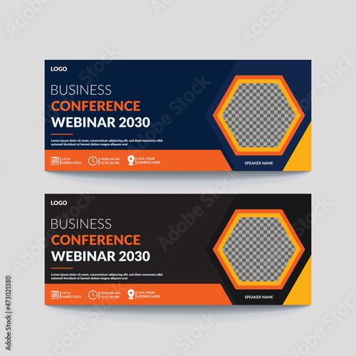 online meeting or online conference invite and Online business promotion banners design.Announcement poster concept.
