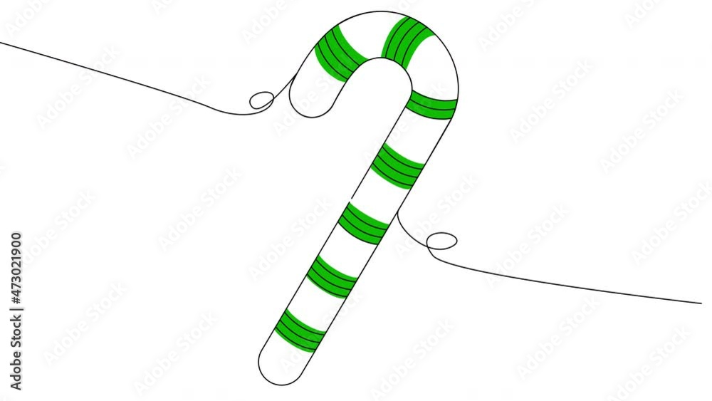 Self-drawing lollipop cane one line with green spots on white screen. Contour animation with Christmas sweetness. 4k stock video with alpha channel for whiteboard, chalkboard, presentation. Self-drawing lollipop cane one line with green spots on white screen. Contour animation with Christmas sweetness. 4k stock video with alpha channel for whiteboard, chalkboard, presentation.