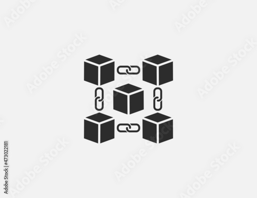 Blockchain, network icon. Vector illustration. Flat design.