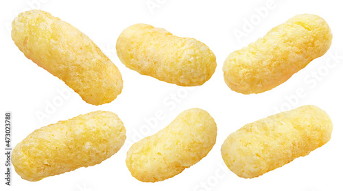 Collection of delicious corn sticks, isolated on white background