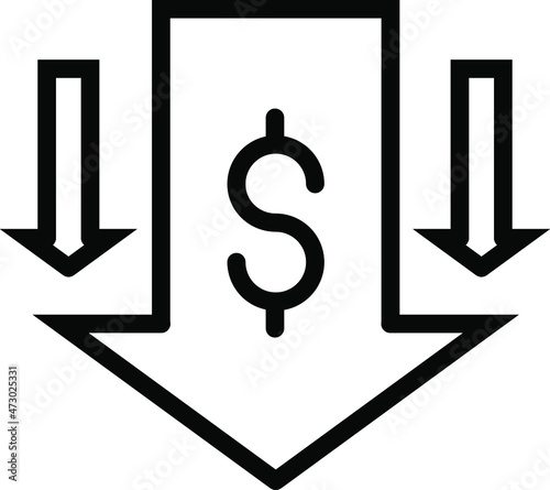 Low total cost icon vector image. Thin Outline Vector illustration isolated on background.