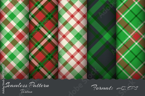 Set seamless pattern retro tartan
