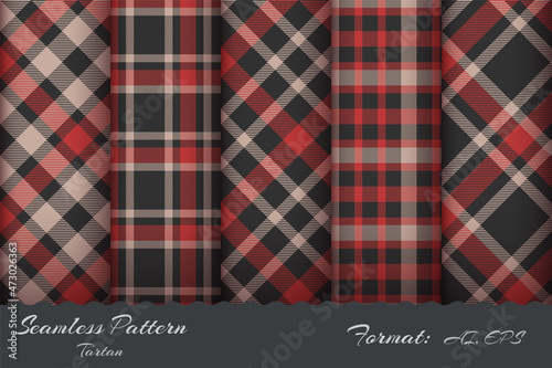 Set seamless pattern retro tartan