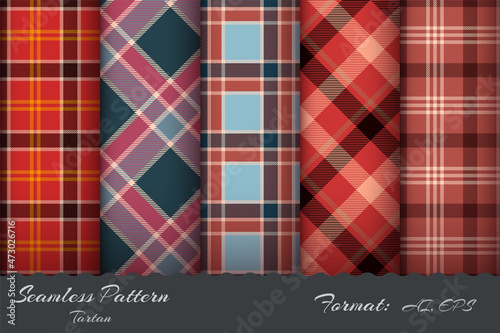 Set seamless pattern retro tartan