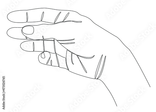 Silhouettes of a man's hand in modern one line style. Continuous line drawing, aesthetic outline for home decor, posters, wall art, stickers, logo. Vector illustration.