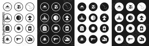 Set Great Bear constellation, Earth structure, Mars rover, UFO flying spaceship, globe, Planet and Alien icon. Vector