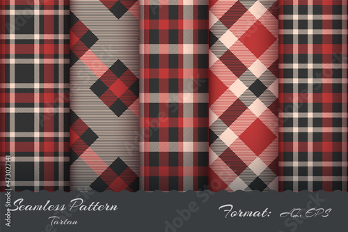 Set seamless pattern retro tartan