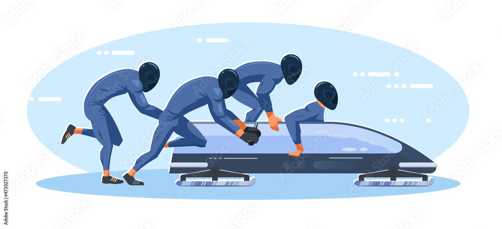 Φωτογραφία Bobsleigh competition scene vector flat design illustration.