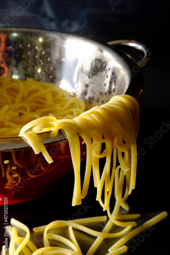 Straining Italian Linguine Colander