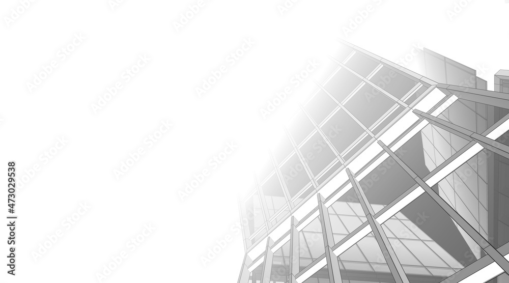 Architecture digital drawing 3d illustration Architecture digital drawing 3d illustration