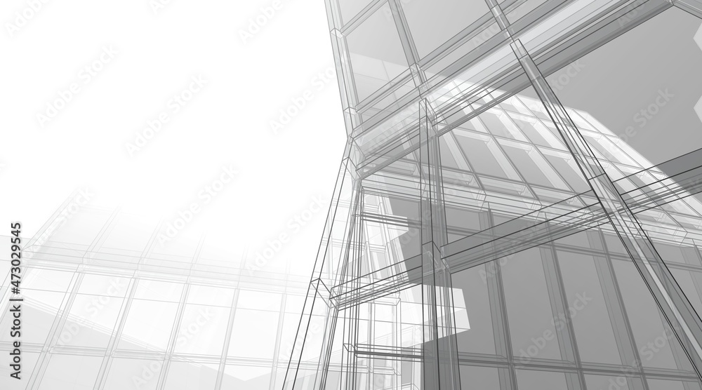 Architecture digital drawing 3d illustration