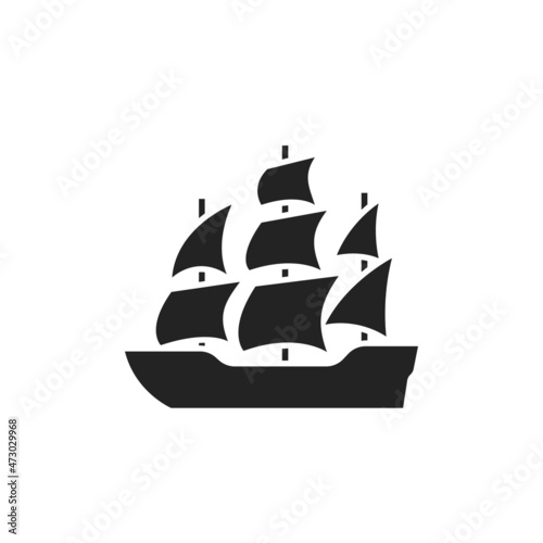 old sailing ship icon. classic sea transport symbol