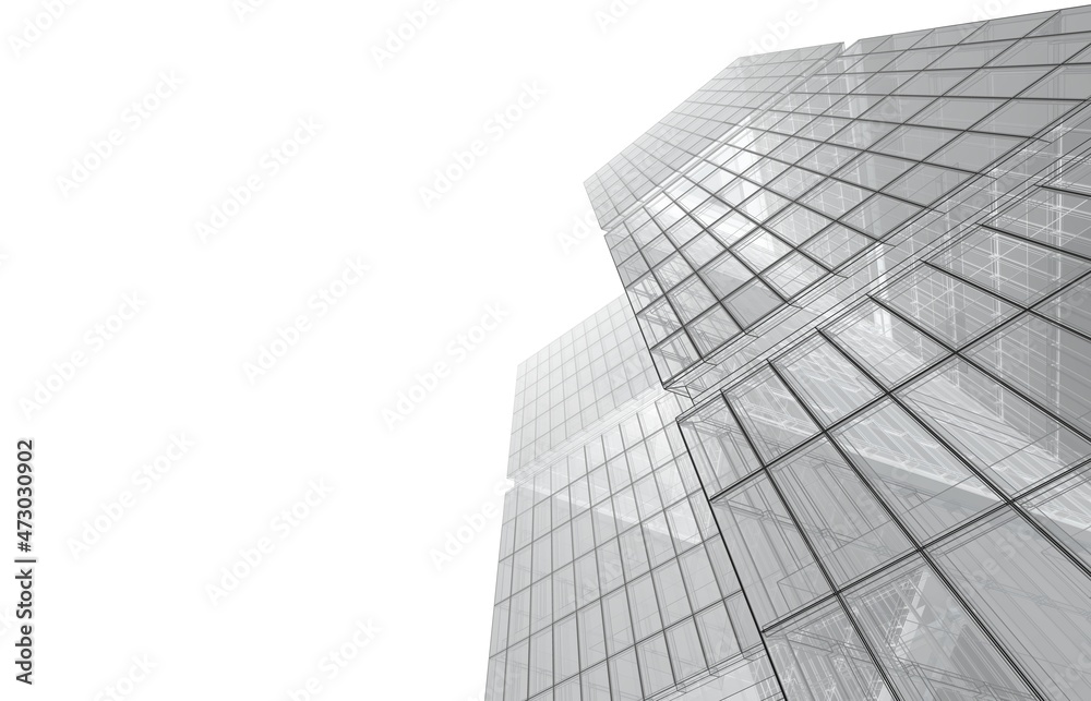 Fototapeta premium Architecture digital drawing 3d illustration
