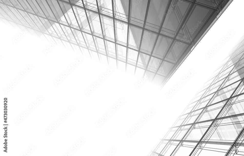 Architecture digital drawing 3d illustration