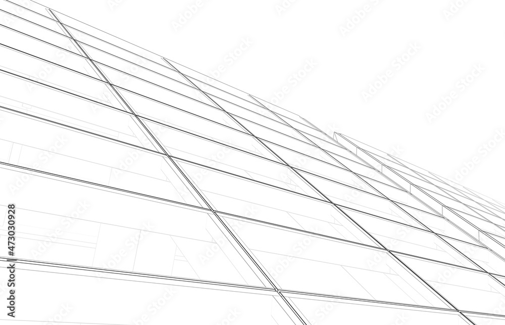 Fototapeta premium Architecture digital drawing 3d illustration