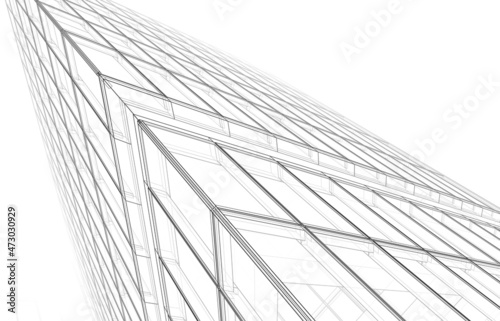 Architecture digital drawing 3d illustration