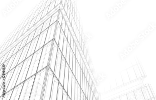 Architecture digital drawing 3d illustration