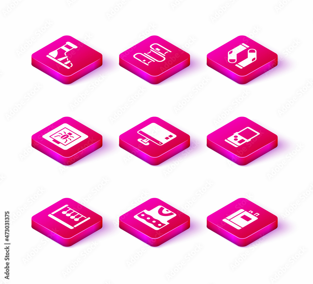 Set Pendulum, Waistcoat, Insects in frame, Computer monitor screen, Book, Tetris, Socks and icon. Vector Set Pendulum, Waistcoat, Insects in frame, Computer monitor screen, Book, Tetris, Socks and icon. Vector