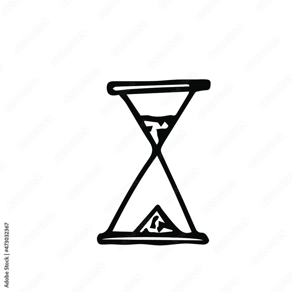 Hand-drawn hourglass, single element, isolate on white background Hand-drawn hourglass, single element, isolate on white background