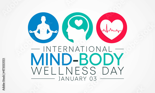 International Mind and Body wellness day is observed every year on January 3rd, to remind people of the importance of wellness. Vector illustration