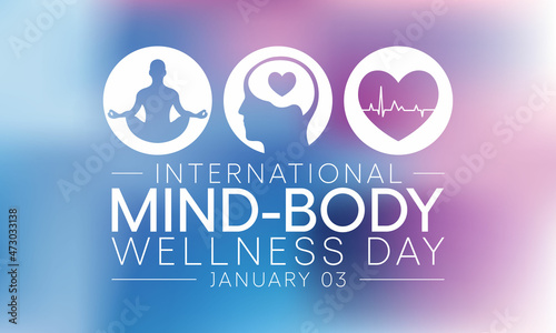 International Mind and Body wellness day is observed every year on January 3rd, to remind people of the importance of wellness. Vector illustration
