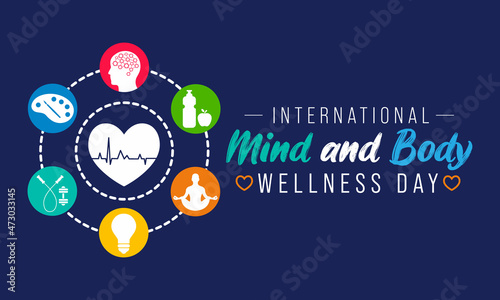 International Mind and Body wellness day is observed every year on January 3rd, to remind people of the importance of wellness. Vector illustration