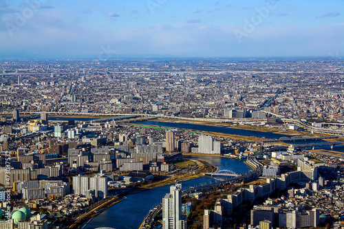 tokyo city aerial view