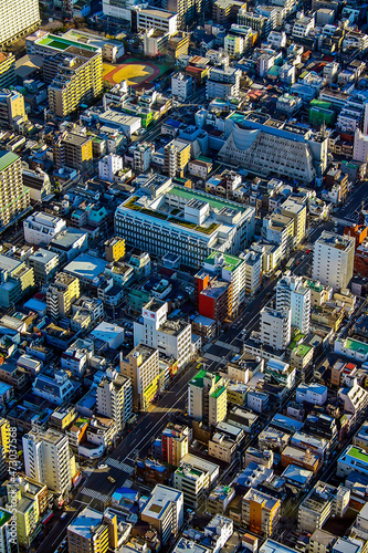 Photography aerial view of the tokyo city japan