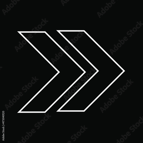 Right arrow icon, arrow icon vector in trendy flat style. Arrow icon image, arrow icon illustration isolated on black background.