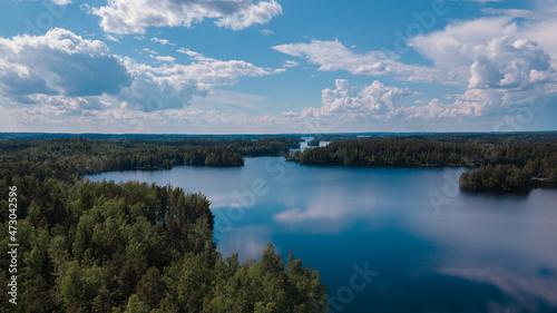 Aerial view of Lummenne lake in P  ij  t-H  me and Pirkanmaa  Finland