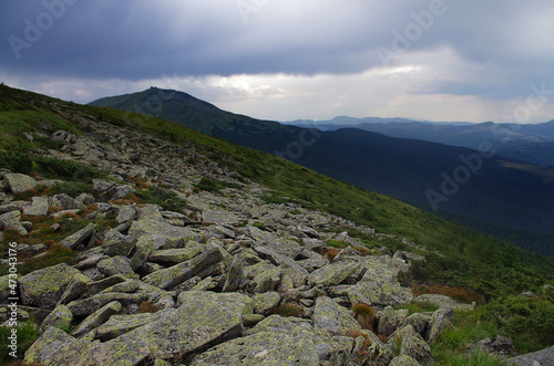 Mountain panoramic landscape with clouds and blue sky © TSViPhoto