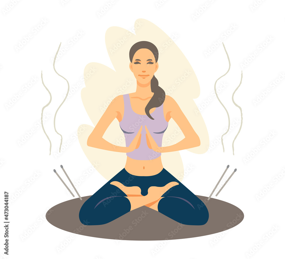 woman sitting in yoga lotus pose concept vector illustration design woman sitting in yoga lotus pose concept vector illustration design