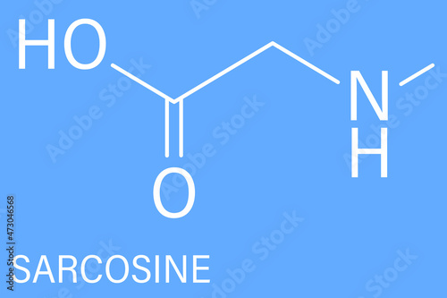 Sarcosine, N-methylglycine molecule. Skeletal formula.	