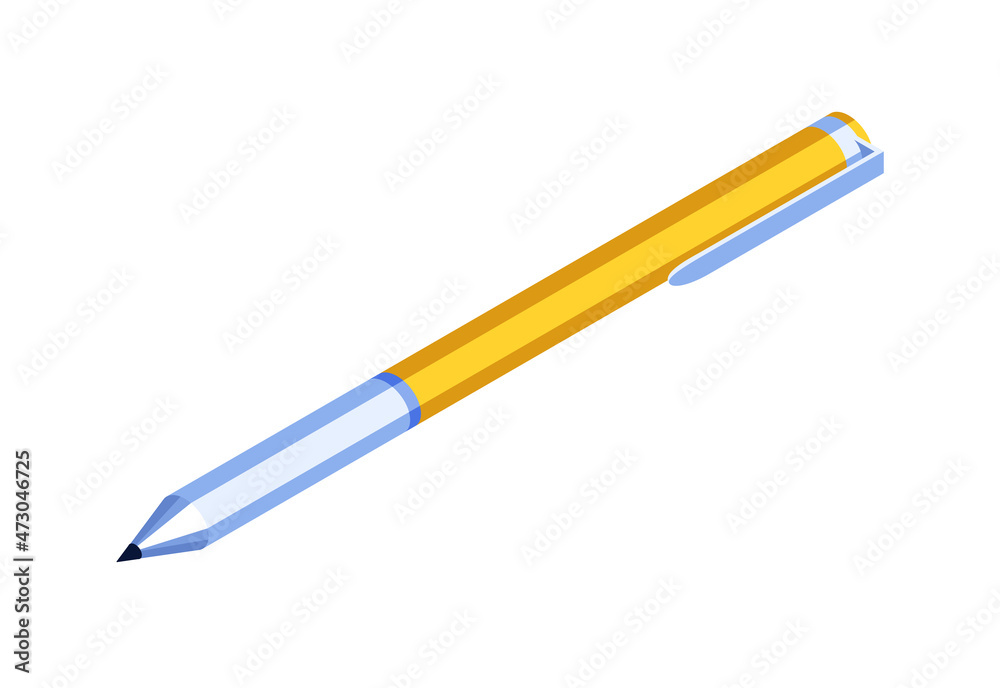 Offline education isometric with pen or pencil. Classic study at home for student. Distance education vector illustration Offline education isometric with pen or pencil. Classic study at home for student. Distance education vector illustration