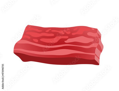 Meat product or raw meat. Illustration for concept product of farmers market or shop. Piece of meat. Cartoon product icon