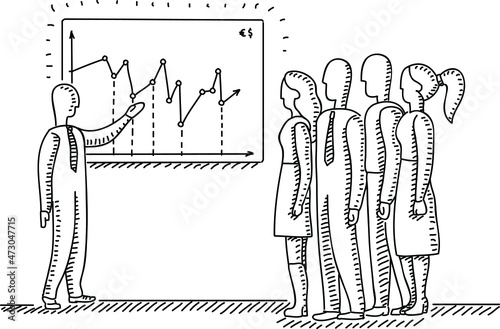 Chart explain presentation. Sketchy hand-drawn vector illustration.