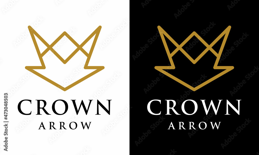 Crown arrow line art premium logo. Luxury construction vector logotype. Abstract universal minimal icon. on a black and white background. Crown arrow line art premium logo. Luxury construction vector logotype. Abstract universal minimal icon. on a black and white background.