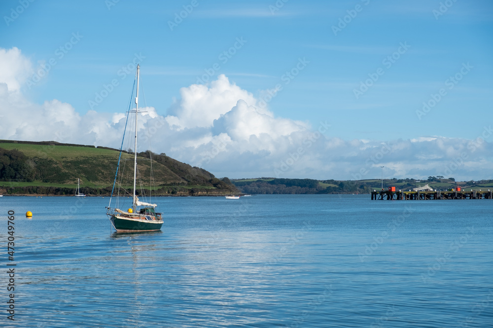 boats in the bay Falmouth harbour Cornwall England uk 