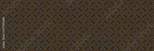 Seamless pattern with floral ornaments on a dark brown background. Vector graphics