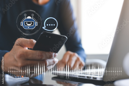 Obraz na płótnie Chatbot conversation assistant, Ai Artificial Intelligence concept