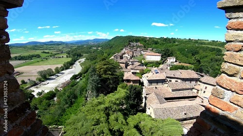 View on the historic town of Castell Arquato in Italy photo